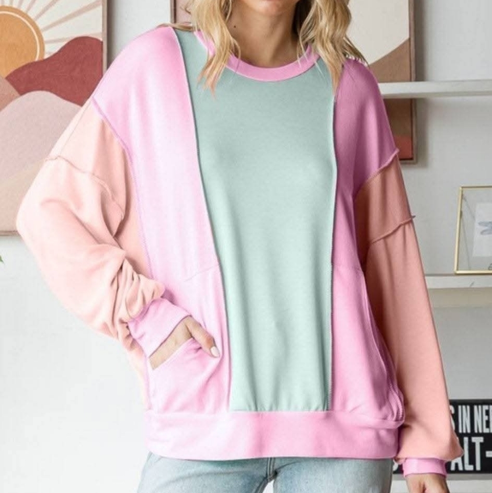 New 7th Ray Colorblock Pullover Top